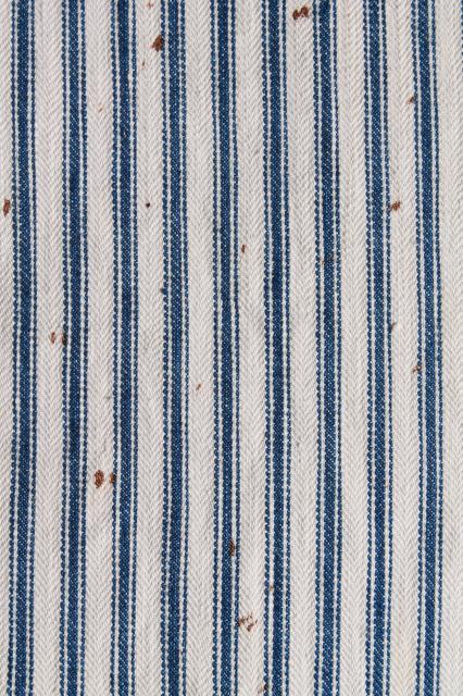 photo of primitive old feather pillows, vintage blue stripe cotton ticking fabric #3