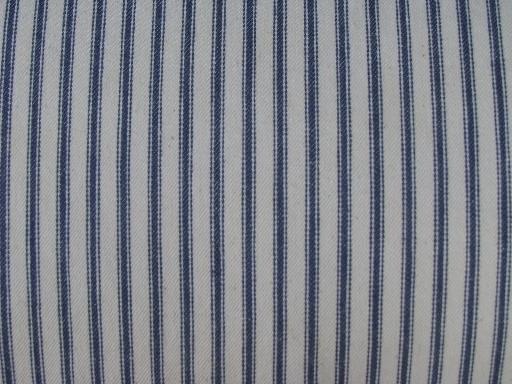 photo of primitive old feather pillows, vintage blue stripe heavy cotton ticking fabric #3