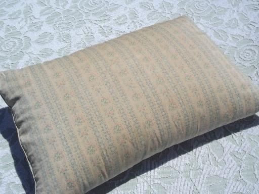 photo of primitive old feather pillows, vintage flowered stripe cotton ticking fabric #2