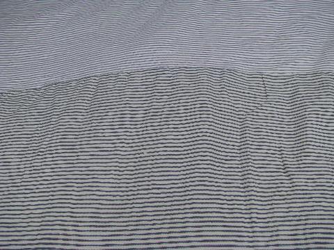 photo of primitive old feather tick bed mattress, vintage indigo blue striped cotton ticking #2