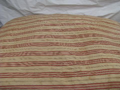 photo of primitive old feather tick bed mattress, vintage wide red striped cotton ticking #1