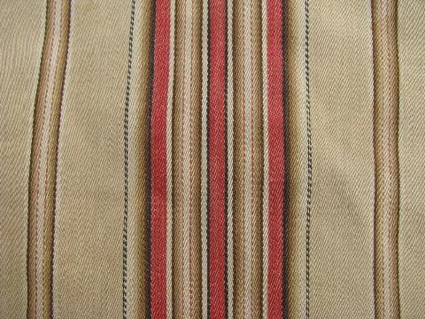 photo of primitive old feather tick bed mattress, vintage wide red striped cotton ticking #3