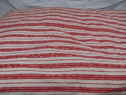 photo of primitive old feather tick bed mattress, vintage wide red striped cotton ticking #1