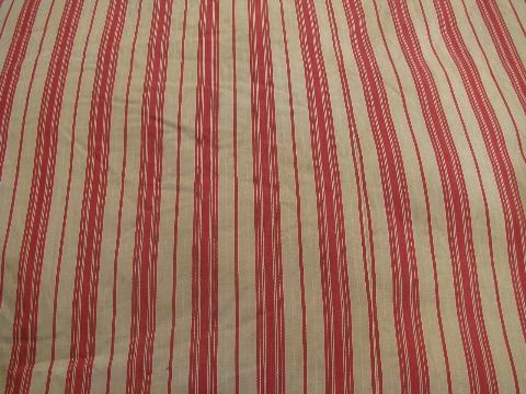 photo of primitive old feather tick bed mattress, vintage wide red striped cotton ticking #2