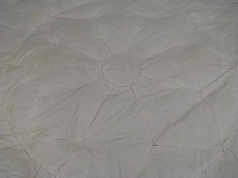 photo of primitive old feather tick bed or duvet, vintage cotton chambray fabric #2