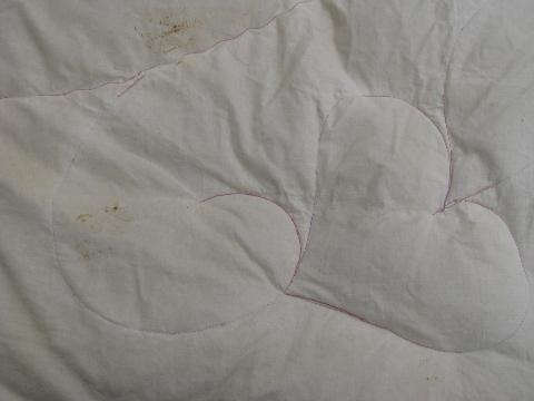 photo of primitive old feather tick bed or duvet, vintage cotton chambray fabric #3