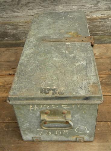 photo of primitive old galvanized tool chest storage box, vintage garden shed #3