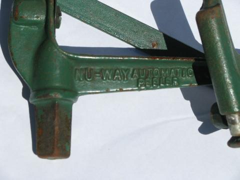 photo of primitive old kitchen tool, antique hand-crank iron Nu-Way potato peeler #4