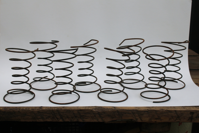 photo of primitive old rusty steel bedsprings, 8 short fat hourglass shape bed springs for decor or crafts  #1