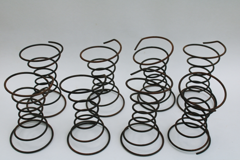 photo of primitive old rusty steel bedsprings, 8 short fat hourglass shape bed springs for decor or crafts #2