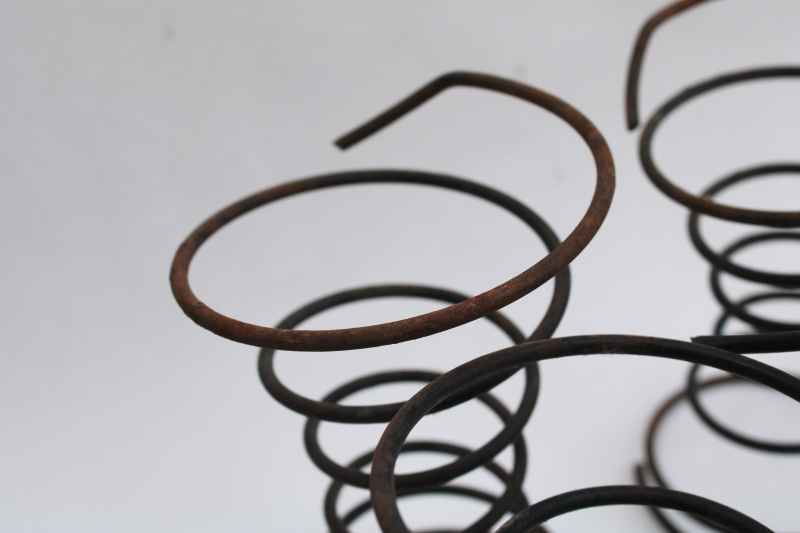 photo of primitive old rusty steel bedsprings, 8 short fat hourglass shape bed springs for decor or crafts #6