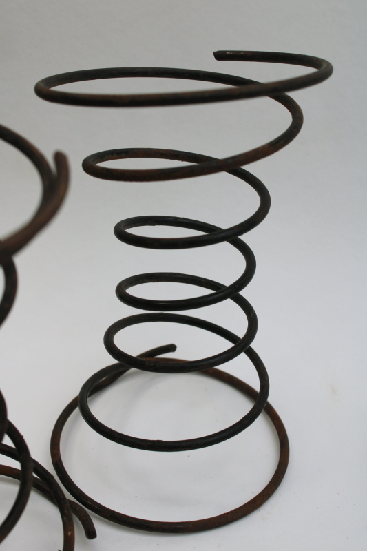 photo of primitive old rusty steel bedsprings, 8 short fat hourglass shape bed springs for decor or crafts #7