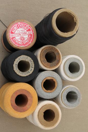 photo of primitive old spools of vintage cotton thread for sewing thread or display #9