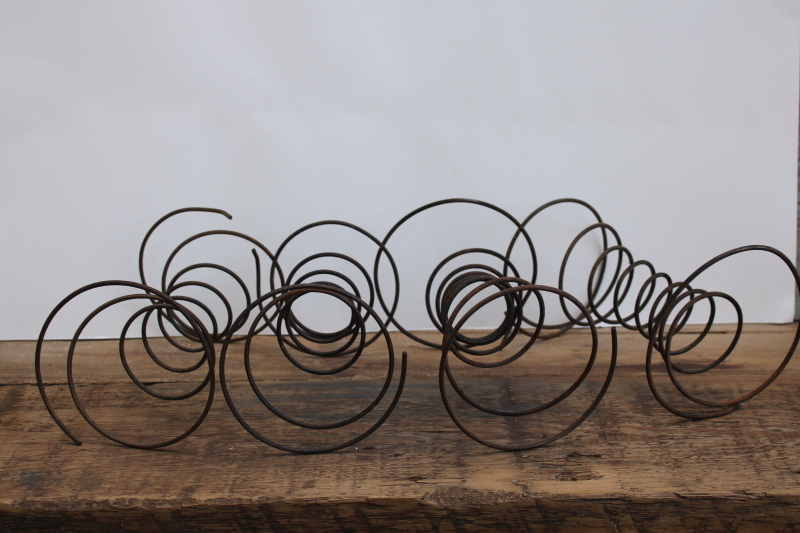 photo of primitive old steel bed springs, worn rusty black finish hourglass shape springs lot of 4  #2
