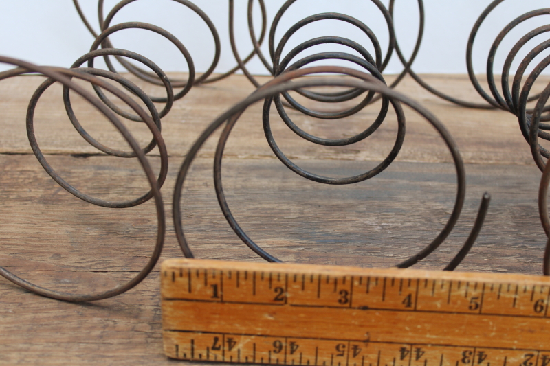 photo of primitive old steel bed springs, worn rusty black finish hourglass shape springs lot of 4  #3