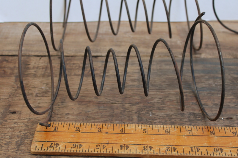 photo of primitive old steel bed springs, worn rusty black finish hourglass shape springs lot of 4  #4
