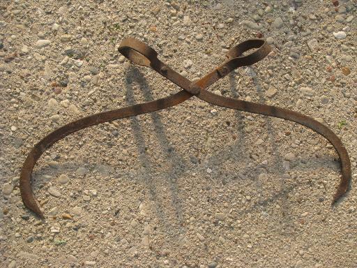 photo of primitive old steel ice tongs, icebox block carrier tool, circa 1900 #3