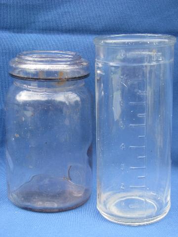 photo of primitive old white paint wood box full of vintage glass bottles #4