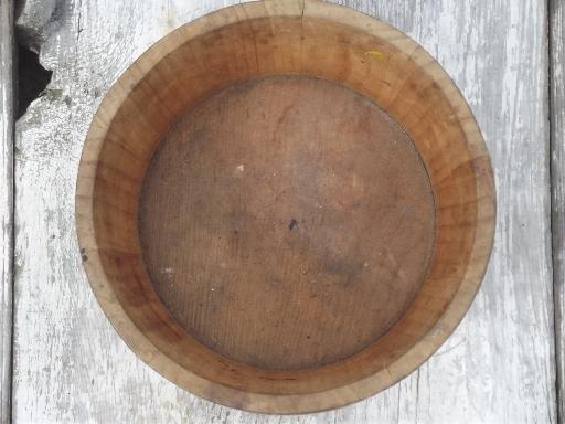 photo of primitive old wood banded bowl, wooden bowl w/ baby barrel shape  #3