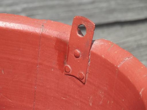 photo of primitive old wood barrel stave sugar bucket, folk art hand-painted fruit #7