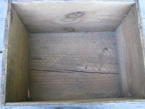 photo of primitive old wood box for Boston Baked Beans, fingerjointed dovetails #6