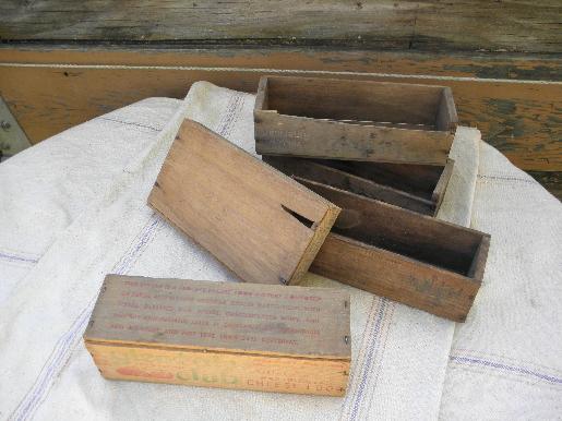 photo of primitive old wood cheese boxes, vintage crates and Philadelphia tray #2