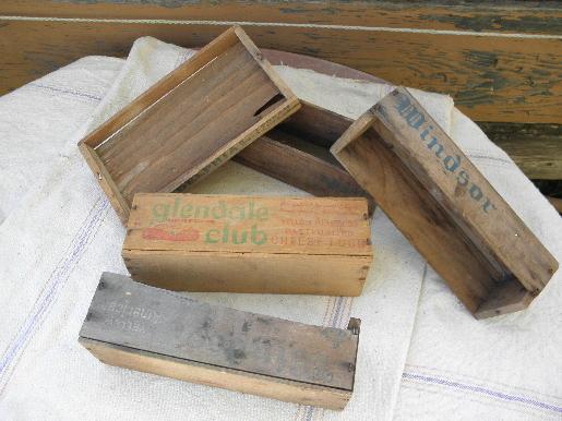 photo of primitive old wood cheese boxes, vintage crates and Philadelphia tray #3