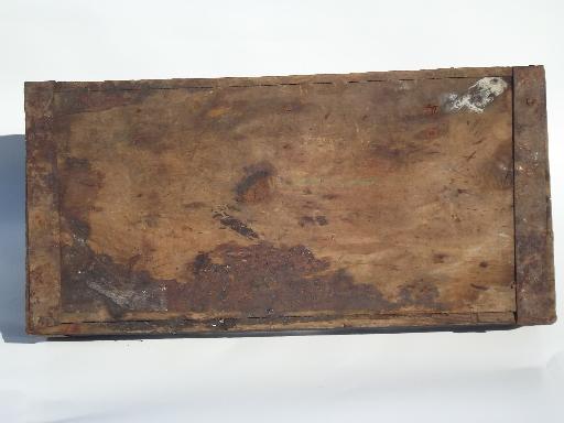 photo of primitive old wood farm tool carrier box, vintage cottage garden tote #5