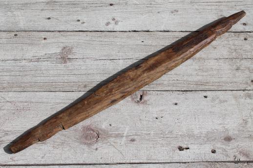 photo of primitive old wood hanging bar for butchering / smokehouse meat, butcher's hook hanger #3