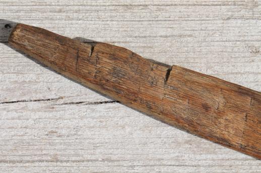 photo of primitive old wood hanging bar for butchering / smokehouse meat, butcher's hook hanger #5