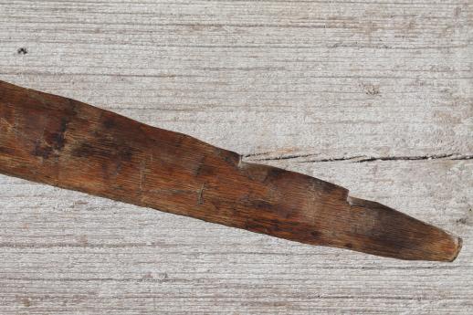 photo of primitive old wood hanging bar for butchering / smokehouse meat, butcher's hook hanger #6