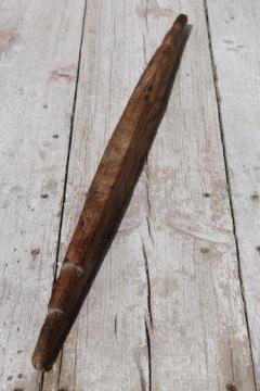 catalog photo of primitive old wood hanging bar for butchering / smokehouse meat, butcher's hook hanger