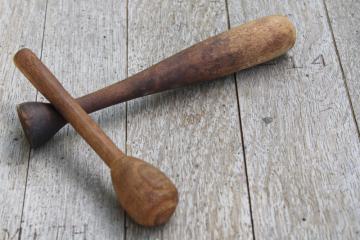 catalog photo of primitive old wood pestles or mashers, vintage farmhouse kitchen utensils