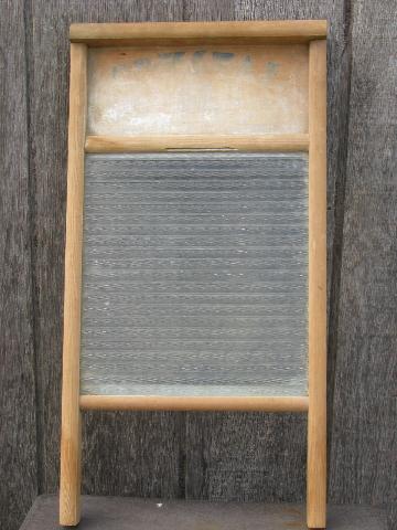 photo of primitive old wood / ribbed glass laundry washboard, vintage kitchen #3