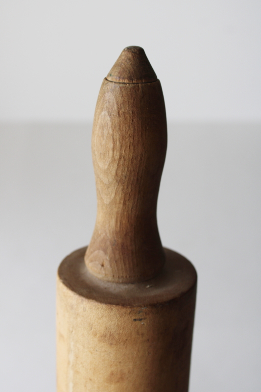 photo of primitive old wood rolling pin, vintage french country kitchen style well worn wooden rolling pin  #5