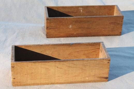 photo of primitive old wooden cheese boxes lot, including vintage Kraft American cheese box #5