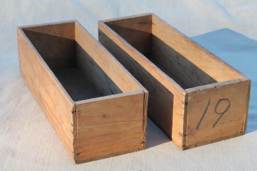 photo of primitive old wooden cheese boxes lot, including vintage Kraft American cheese box #6