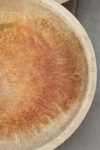 photo of primitive old wooden nesting bowls, vintage Munising wood salad bowl & dough bowl #5