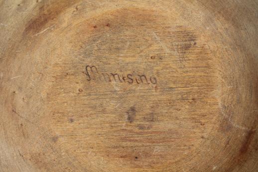 photo of primitive old wooden nesting bowls, vintage Munising wood salad bowl & dough bowl #7