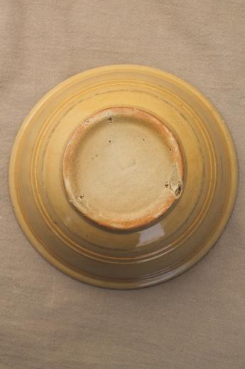 photo of primitive old yellow ware pottery bowl, antique vintage yellow mixing bowl #4