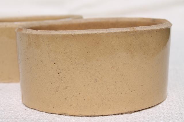 photo of primitive old yellow ware stoneware pottery, antique vintage crock bowls / pet dishes #4