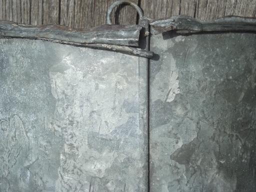 photo of primitive old zinc galvanized metal pail, vintage farm garden flower bucket  #7