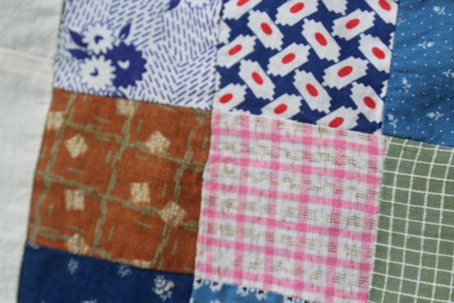 photo of primitive patchwork quilt top 20s 30s 40s 50s vintage cotton fabric for upcycle project #3