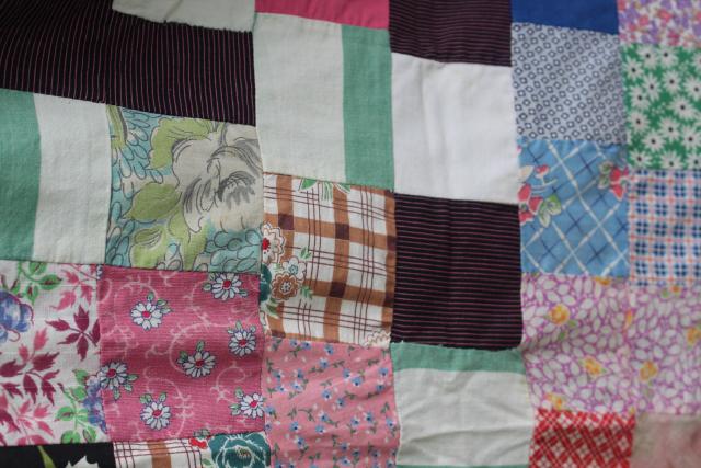 photo of primitive patchwork quilt top 20s 30s 40s 50s vintage cotton fabric for upcycle project #4