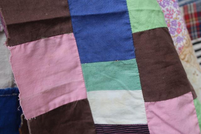 photo of primitive patchwork quilt top 20s 30s 40s 50s vintage cotton fabric for upcycle project #5