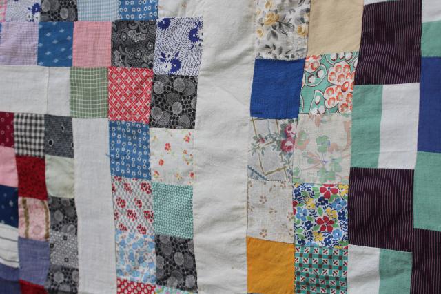 photo of primitive patchwork quilt top 20s 30s 40s 50s vintage cotton fabric for upcycle project #8