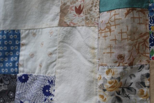 photo of primitive patchwork quilt top 20s 30s 40s 50s vintage cotton fabric for upcycle project #11