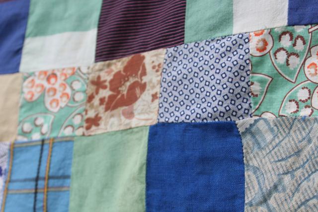 photo of primitive patchwork quilt top 20s 30s 40s 50s vintage cotton fabric for upcycle project #12