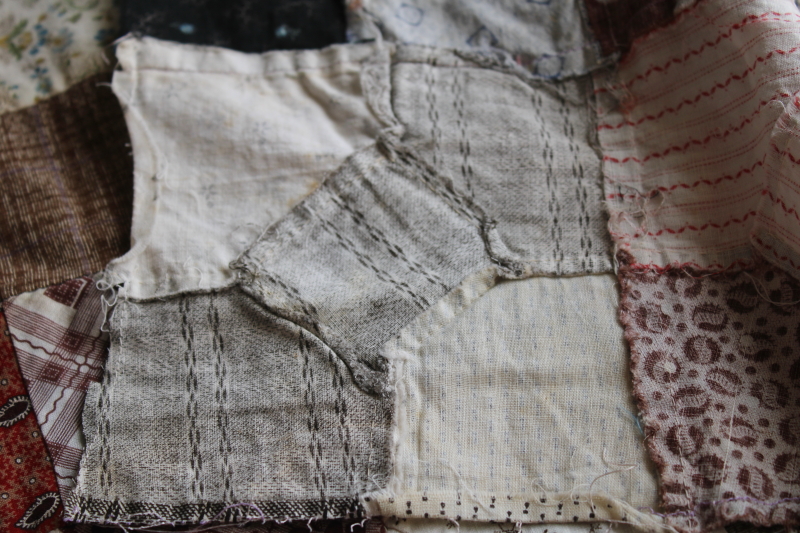 photo of primitive patchwork table runner, antique & vintage cotton calico fabrics, quilt prints & shirtings #4