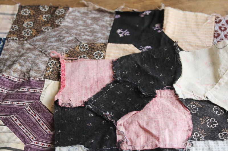 photo of primitive patchwork table runner, antique & vintage cotton calico fabrics, quilt prints & shirtings #5